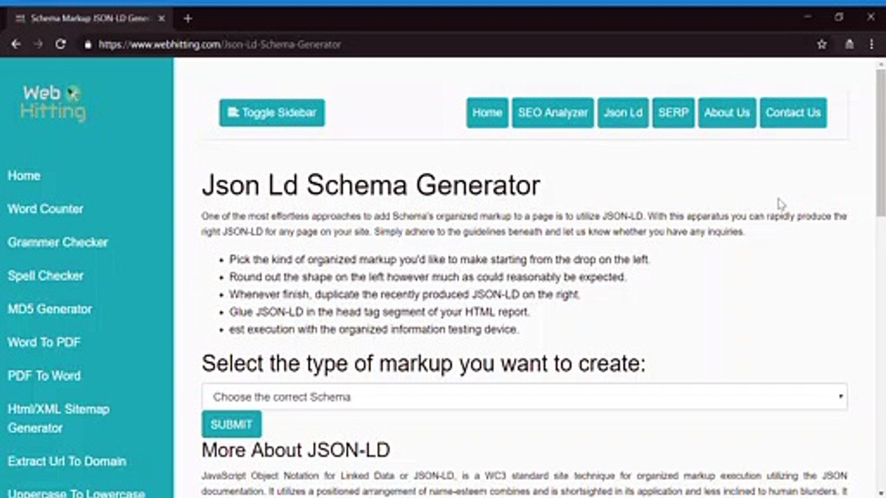 Schema Markup JSON-LD Generator - SEO Tools