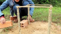 Building Most Beautiful House Bird Trap Using Brick And Bamboo