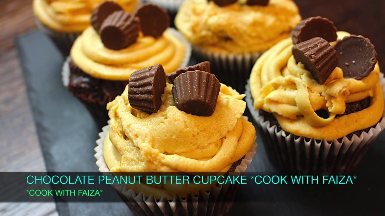 CHOCOLATE PEANUT BUTTER CUPCAKE/ Urdu Recipes *COOK WITH FAIZA* video