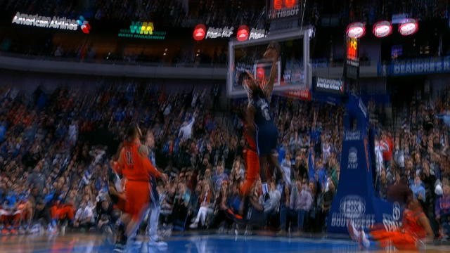 DeAndre makes slam courtesy of Westbook who's left floored