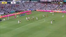 Perth Glory Player Tomislav Mrcela breaks the goal post in A-League