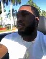 Meek Mill drives through Miami, rocking the Roc-A-Fella chain that Jay-Z gifted to him, last week