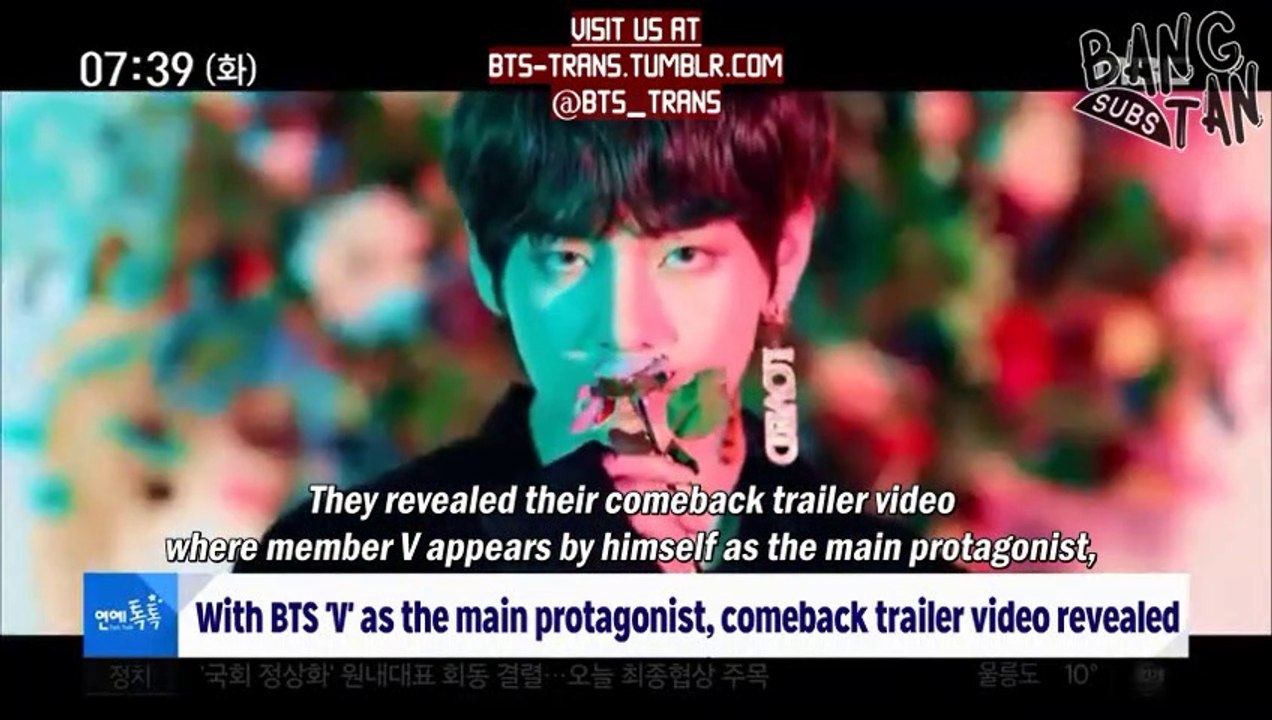 [ENG] 180508 MBC News Today Entertainment Talk Talk - BTS, reveals comeback trailer video with 'V as the main protagonist'