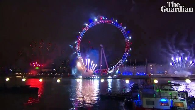 London's Big Ben rings in the new year and fireworks light up the sky