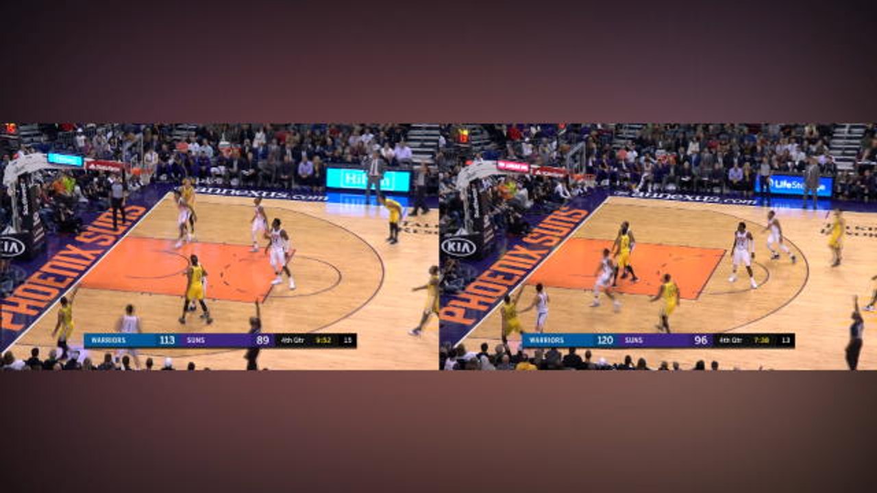 Curry's identical threes in Warriors win over Suns