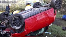 Un herido tras volcar con su coche en Castañera, Lugo de Llanera, Asturias