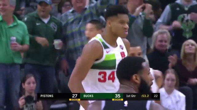 Giannis Antetokounmpo DESTROYS Jon Leuer - Pistons vs Bucks January 1, 2019 2018-19 NBA Season