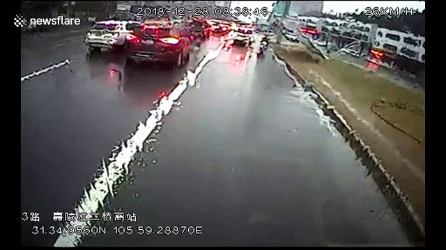 Billboard collapses, crushes motorcyclist beneath it in southwest China