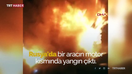 Yanan araçta uyuyakalan alkollü sürücü son anda kurtarıldı