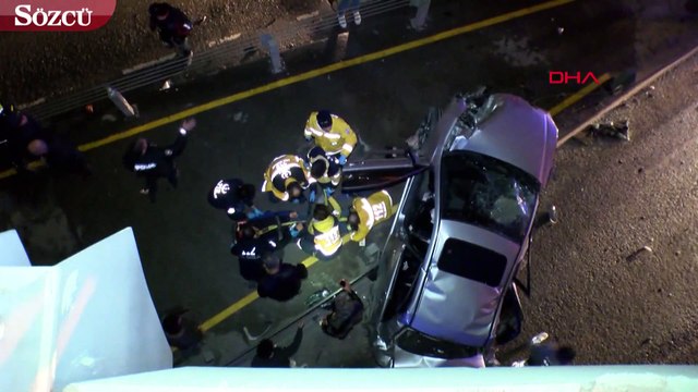 Polisten kaçan süphelilerin viyadükten uçma anı kamerada