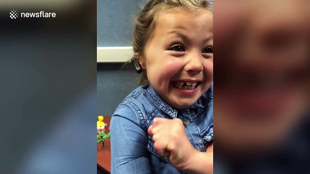 Adorable moment seven-year-old girl gets an advanced hearing aid
