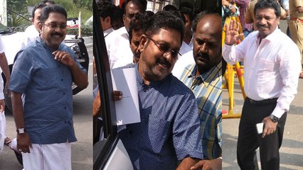 சிங்கிளாக கெத்து காட்டிய தினகரன்..பேன்ட் சட்டையில் வந்த கருணாஸ்- வீடியோ