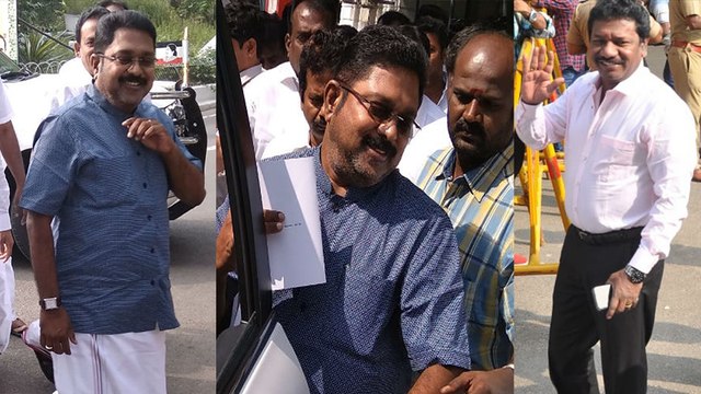 சிங்கிளாக கெத்து காட்டிய தினகரன்..பேன்ட் சட்டையில் வந்த கருணாஸ்- வீடியோ