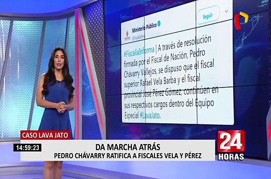 Pedro Chávarry repone a Rafael Vela y Domingo Pérez como integrantes en caso Lava Jato