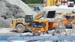 CATERPILLAR  982M Loader / Radlader Loads Tipper Trailer Trucks / Belädt Sattelkipper, NBS Wendlingen - Ulm, PFA 2.1 Kirchheim-Teck_Materialumschlagplatz Albvorlandtunnel, 30.05.2018.