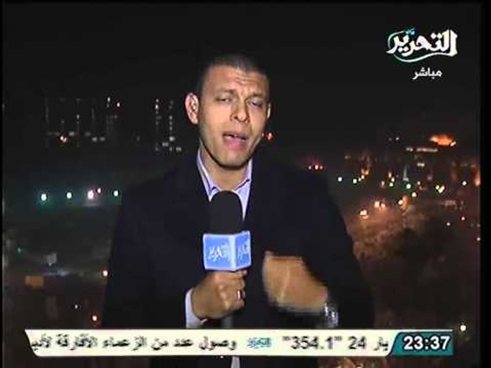 مراسل قناة التحرير  المتظاهرون يقومون بأشعال الاشجار في الميدان