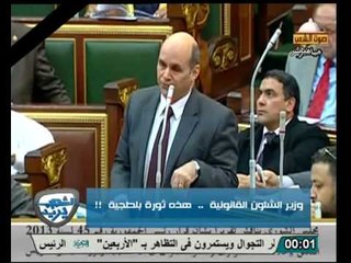 بالفيديو وزير الشئون القانونية يصف الثوار والرموز السياسية بالبلطجية فى مجلس الشوري