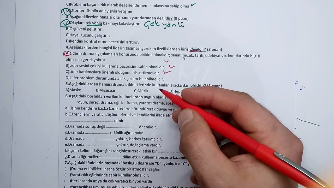 5. Sınıf Seçmeli DRAMA Dersi 1. Dönem 2. Yazılı Soruları ve Çözümü 2019 #CkmkAkademi #5.sınıf #Drama
