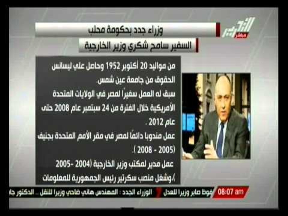 السفير سامح شكري وزير الخارجية بحكومة محلب والسيرة الذاتية لة