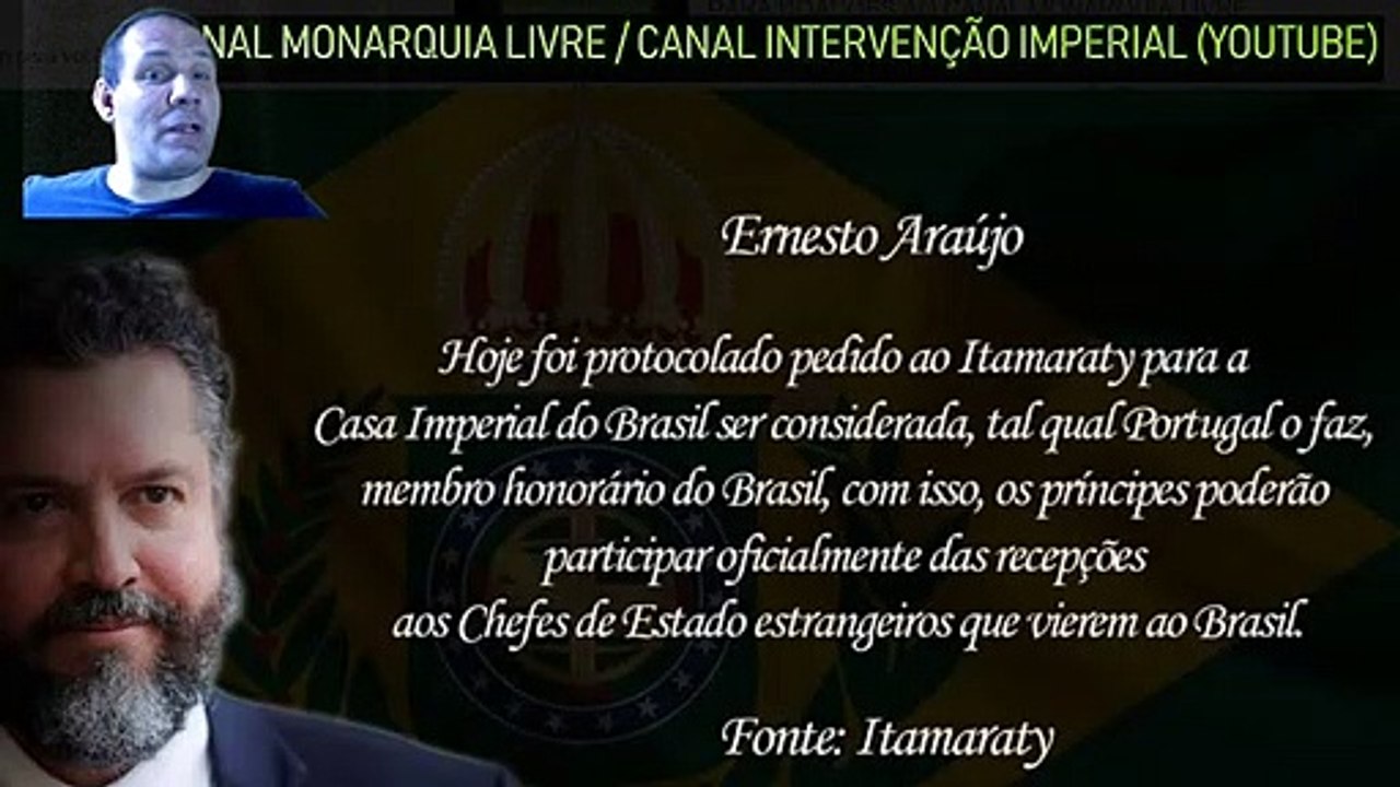 MINISTRO PROTOCOLA AO ITAMARATY PEDIDO PARA OS PRINCIPE BRASILEIROS RECEPCIONAREM CHEFES DE ESTADO