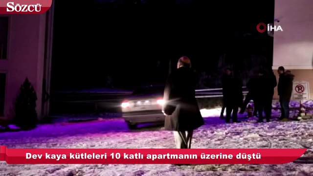 Gümüşhane’de dev kayalar apartmanın üzerine düştü