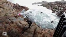 Ces fous se jettent à la mer en pleine tempête...