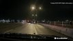 Cop narrowly dodges incoming car on icy bridge