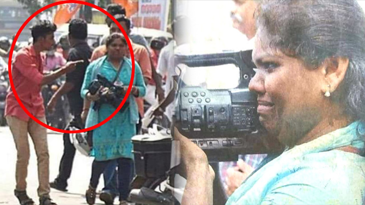 சபரிமலை போராட்டம் : ஊடகப் பெண் மீது தாக்குதல்- வீடியோ