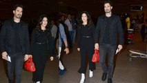 Sunny Leone twins with husband Daniel Weber in all black style at airport; Watch Video | FilmiBeat