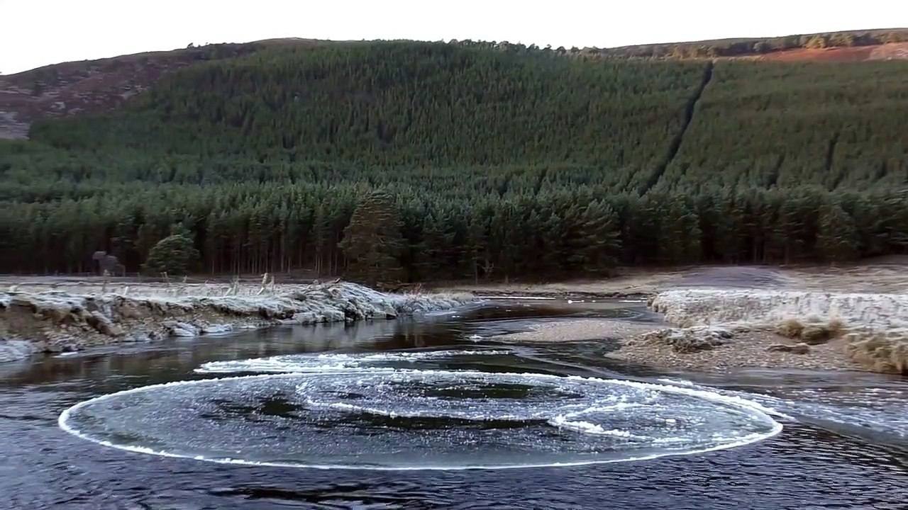 Mesmerising ice circle found spinning on Scottish river