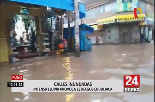 Puno: intensas lluvias provocan inundaciones en calles de Juliaca
