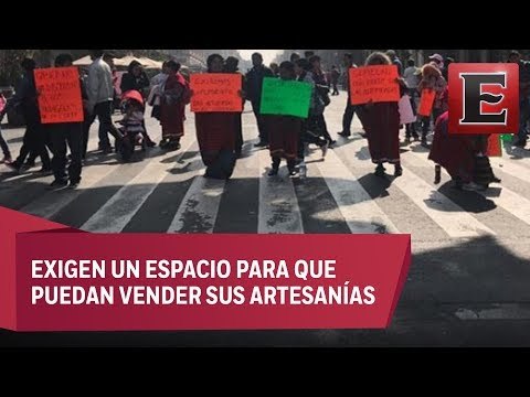 Artesanos triquis bloquean otra vez vialidades del Centro Histórico de la CDMX