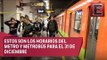Horario especial del Metro y Metrobús para el 31 de diciembre