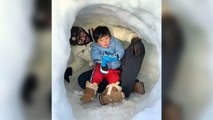 Taimur Ali Khan looks cutest SNOW KID in latest photo with Saif Ali Khan ; Check out | FilmiBeat