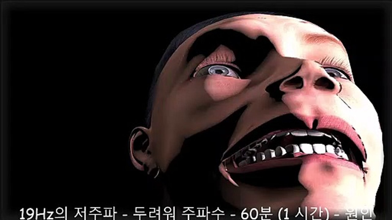19Hz의 저주파 - 두려워 주파수 - 60분 (1 시간) - 원인이 불편, 현기증, 시력 저하, 호흡과 공포 (당신의 시선을 진동에 의해), 아마도 공황 선도