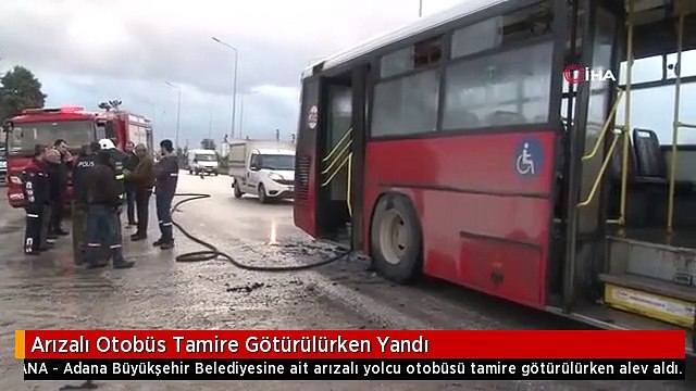 Arızalı Otobüs Tamire Götürülürken Yandı