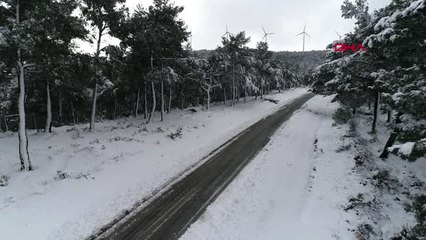 Çanakkale'de Kar Güzelliği Havadan Görüntülendi