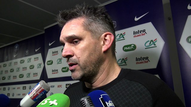 La réaction de Jocelyn Gourvennec après Stade Pontivyen - Guingamp (2-4)