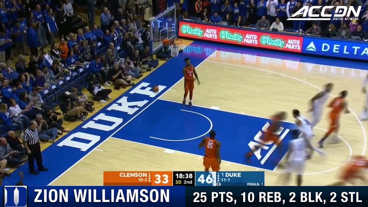 Duke's Zion Williamson Goes Off Against Clemson