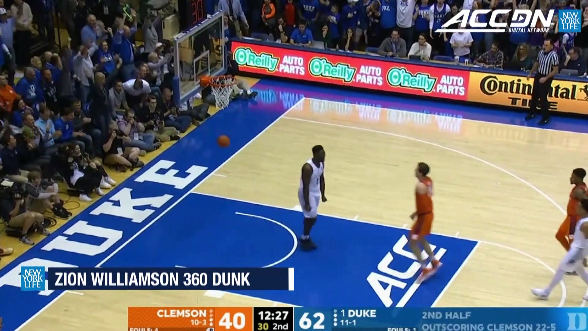 Duke's Zion Williamson Does A 360 Dunk 