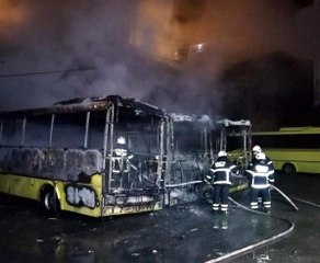 Tekirdağ'da, Park Halindeki 3 Özel Halk Otobüsü Yandı