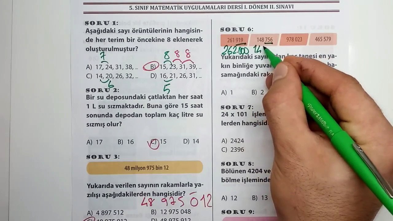 5. Sınıf MATEMATİK UYGULAMALARI 1. Dönem 2. Yazılı Soruları ve Çözümü 2018- 2019