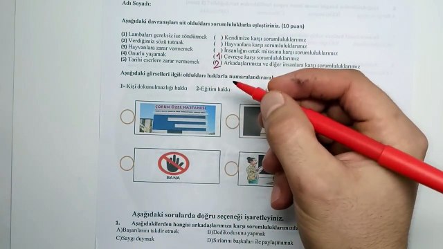 4. Sınıf İNSAN HAKLARI, YURTTAŞLIK ve DEMOKRASİ 1. Dönem 2. Yazılı Soruları ve Çözümü 2019