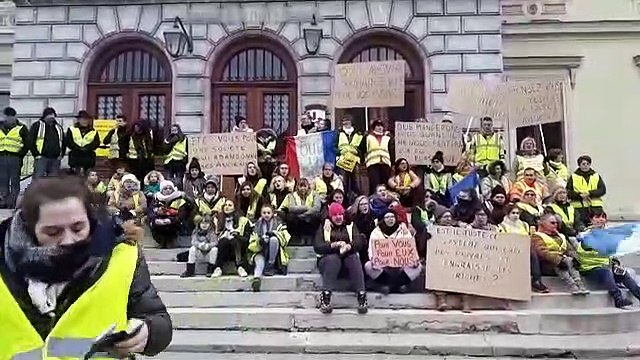 Des femmes gilets jaunes manifestent à Albertville