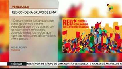 Red Europea apoya a Venezuela y rechaza declaración de Grupo de Lima