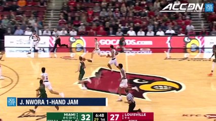 Louisville Jordan Nwora Finishes The 1-Hand Jam