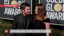 Christian Bale Accepts Golden Globe Award And Thanks Satan
