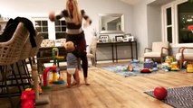 Baby Boy Plays Basketball While Mom Cheers