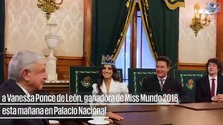 AMLO recibe a Miss Mundo en Palacio Nacional