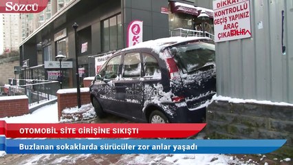 Télécharger la video: Buzlu yoldan kayan otomobil site girişine sıkıştı